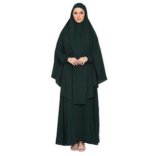 BT- Two Piece Jilbab combo in Bottle Green